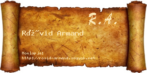 Rövid Armand névjegykártya